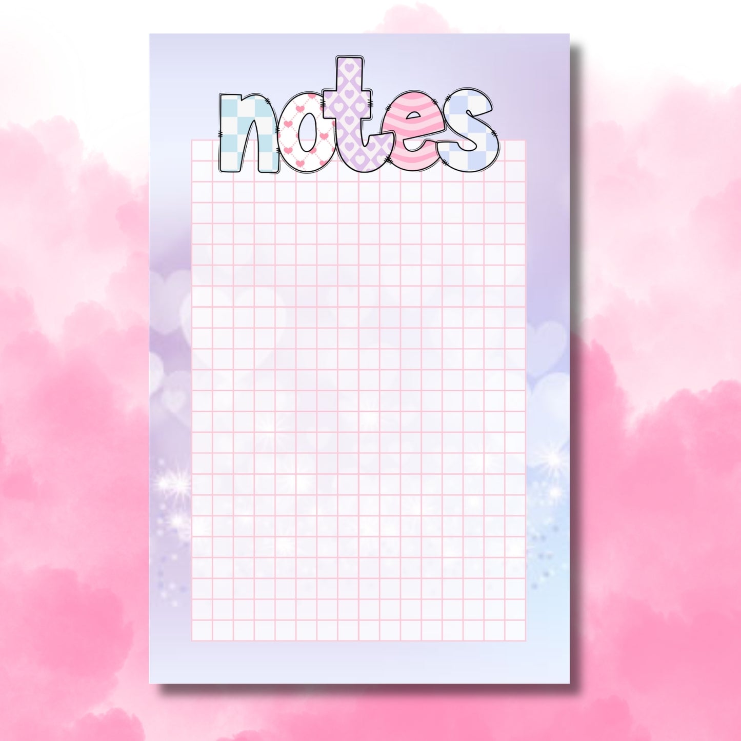 Pastel Glitter Heart Notepad