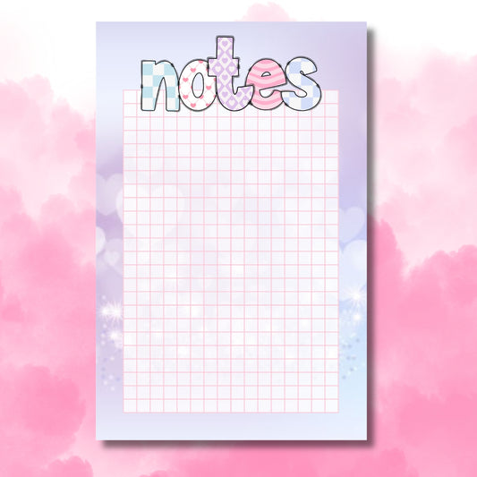 Pastel Glitter Heart Notepad